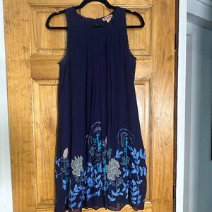 Not So Serious Anthropologie Beaded Woodvine Swing Dress Size 8